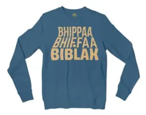 Bhippa Bhiffa Biblak Men/Unisex Long Sleeve T-Shirt in Indigo Blue Color